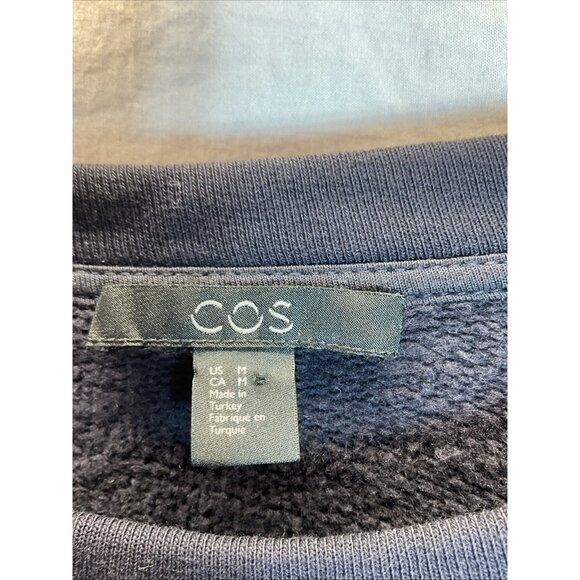 COS Relaxed Crew Neck Black Sweatshirt‎ Tunic Size M Layered look silk trim - Picture 2 of 8